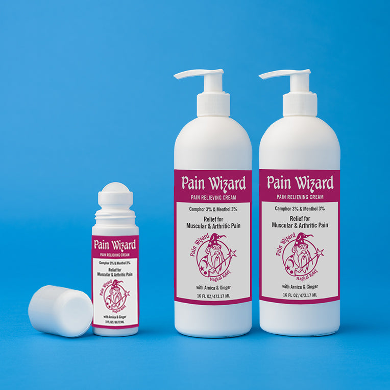 Buy 2 Pain Wizard 16oz pump bottles – Receive 1 - 3oz Roll-on FREE!